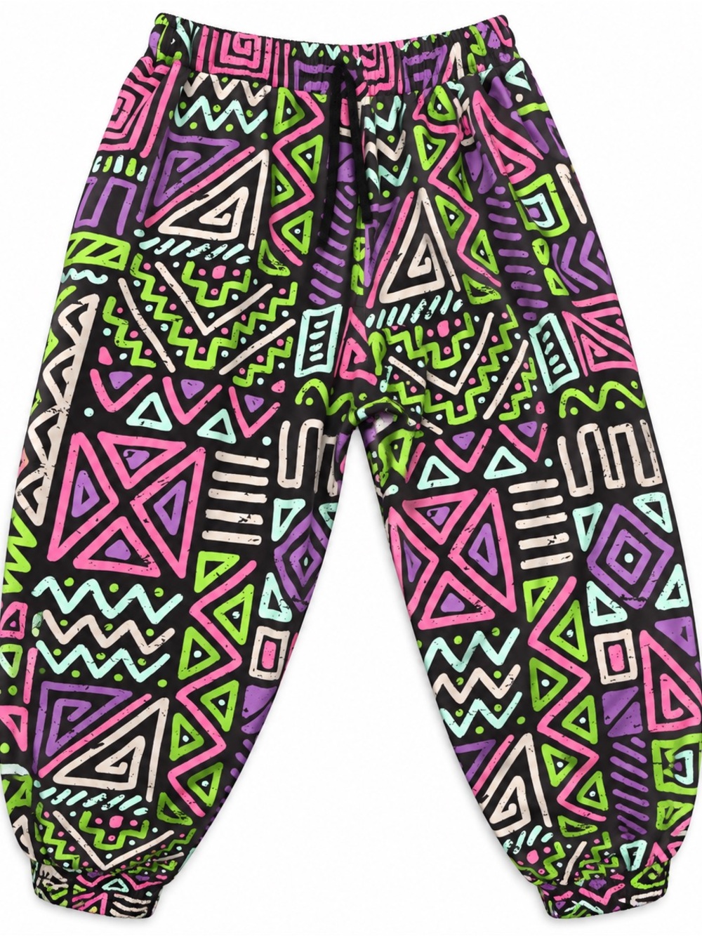 Adult Neon Geometric Memphis Print Harem Jogger Pants  XL